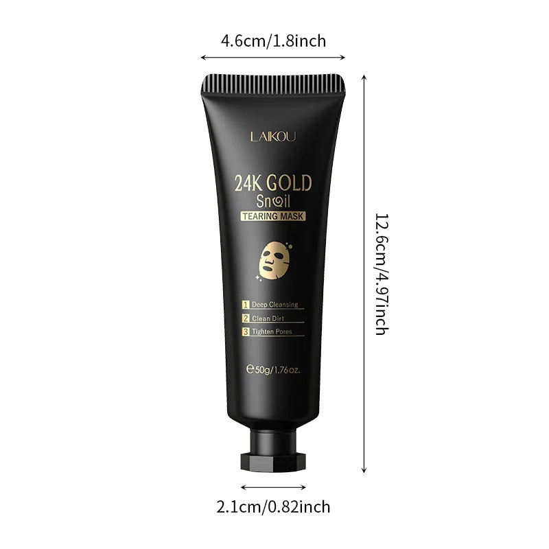 LAIKOU 24K Gold SNAIL TEARING Mask Deep Cleansing Remove Blackhead Face Care 50g