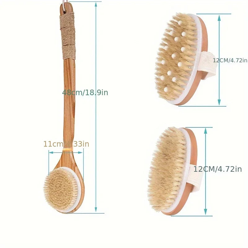 1/3Pcs Body Dry Brush Shower Brush, Long Handled Back Scrub Body Exfoliator, Used for Wet or Dry Brushing