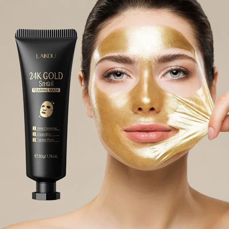 LAIKOU 24K Gold SNAIL TEARING Mask Deep Cleansing Remove Blackhead Face Care 50g