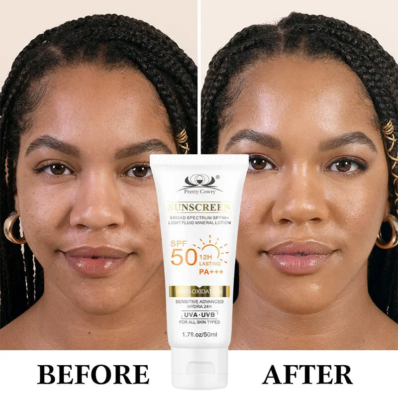 Tinted Sunscreen SPF 50+ Moisturizing UV Protection Face & Body Sunblock Lightweight Anti-Aging Waterproof Brightening Daily Use