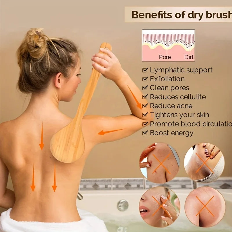 1/3Pcs Body Dry Brush Shower Brush, Long Handled Back Scrub Body Exfoliator, Used for Wet or Dry Brushing