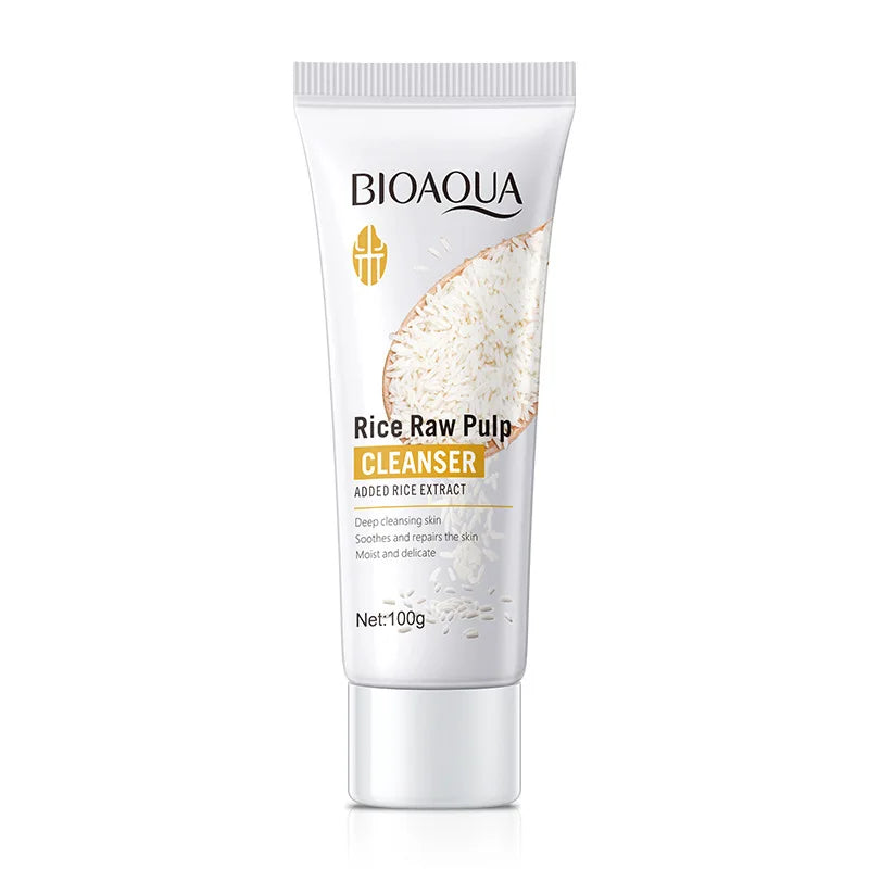 Rice Raw Pulp Facial Cleanser Face Wash Foam skincare Moisturizing Skin Brightening Rejuvenation Face Cleanser Skin Care