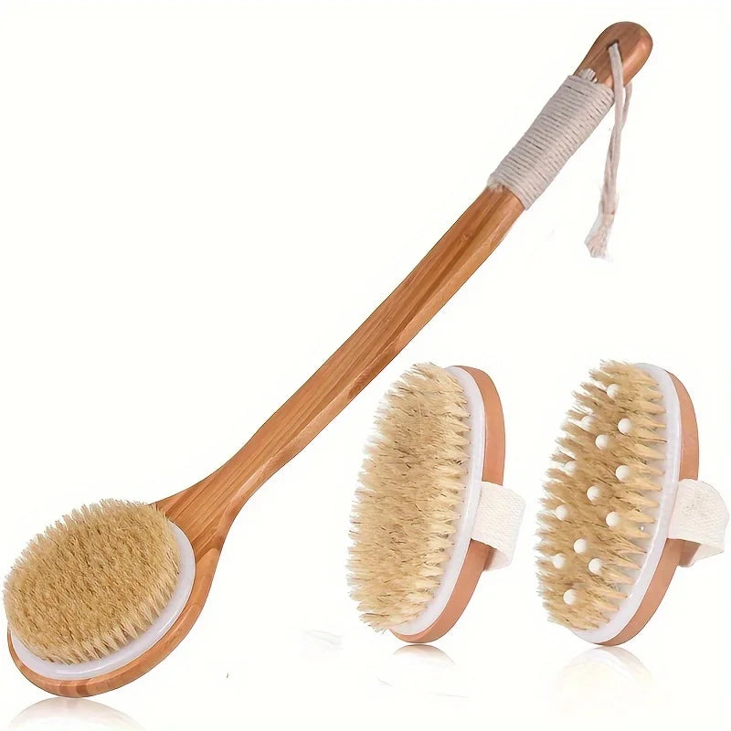 1/3Pcs Body Dry Brush Shower Brush, Long Handled Back Scrub Body Exfoliator, Used for Wet or Dry Brushing
