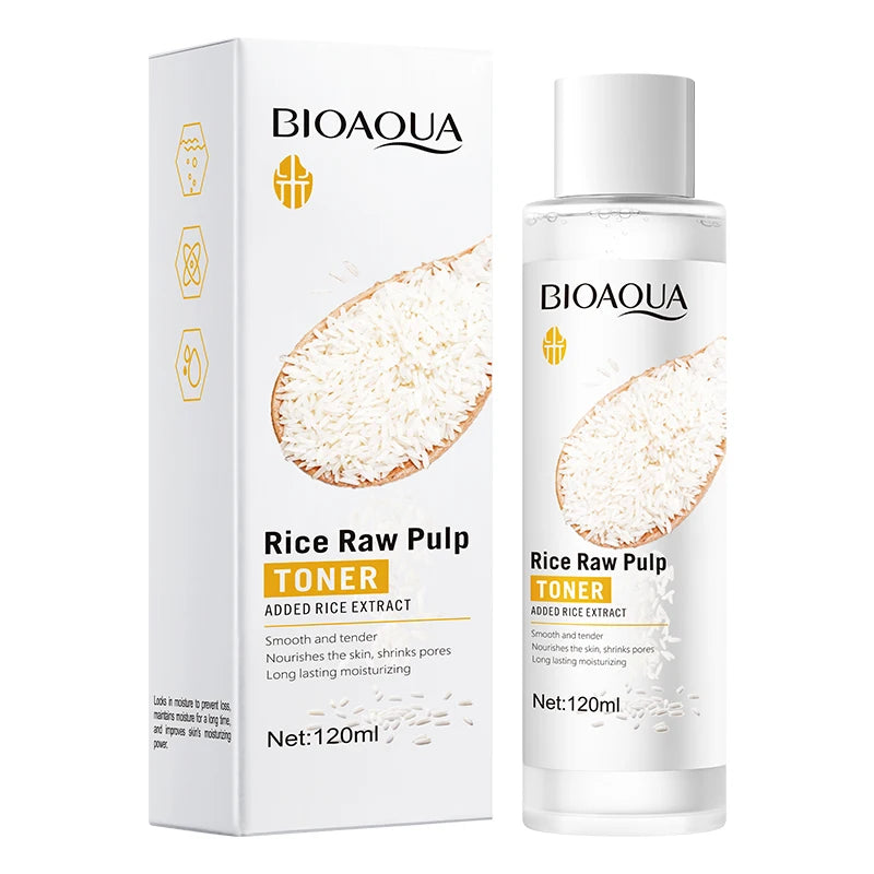 BIOAOUA Rice Raw Pulp Face Toner Moisturizing Water Brightening Lifting Deep Facial Cleanser For Young Glowy Korean Skin Care