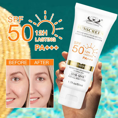 Tinted Sunscreen SPF 50+ Moisturizing UV Protection Face & Body Sunblock Lightweight Anti-Aging Waterproof Brightening Daily Use