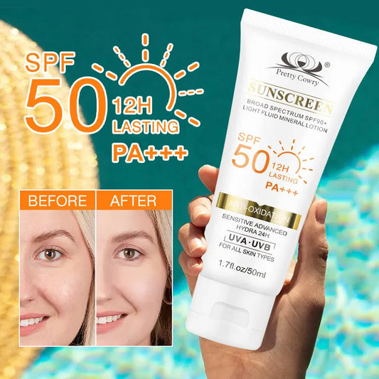 Tinted Sunscreen SPF 50+ Moisturizing UV Protection Face & Body Sunblock Lightweight Anti-Aging Waterproof Brightening Daily Use
