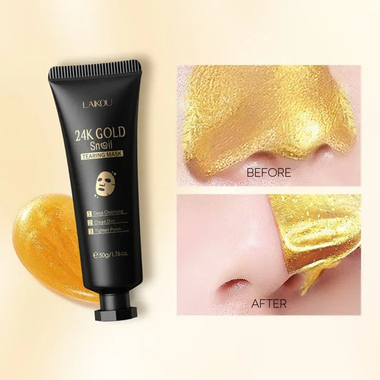LAIKOU 24K Gold SNAIL TEARING   Mask Deep Cleansing Remove Blackhead Face Care 50g