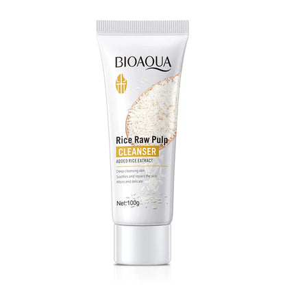 Rice Raw Pulp Facial Cleanser Face Wash Foam skincare Moisturizing Skin Brightening Rejuvenation Face Cleanser Skin Care