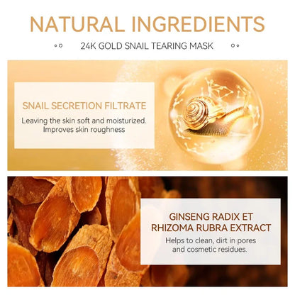 LAIKOU 24K Gold SNAIL TEARING   Mask Deep Cleansing Remove Blackhead Face Care 50g