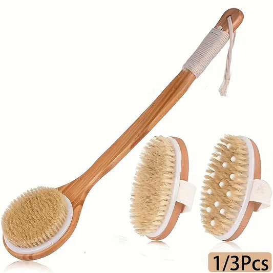 1/3Pcs Body Dry Brush Shower Brush, Long Handled Back Scrub Body Exfoliator, Used for Wet or Dry Brushing